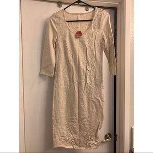 Medium pink blush cream body con dress